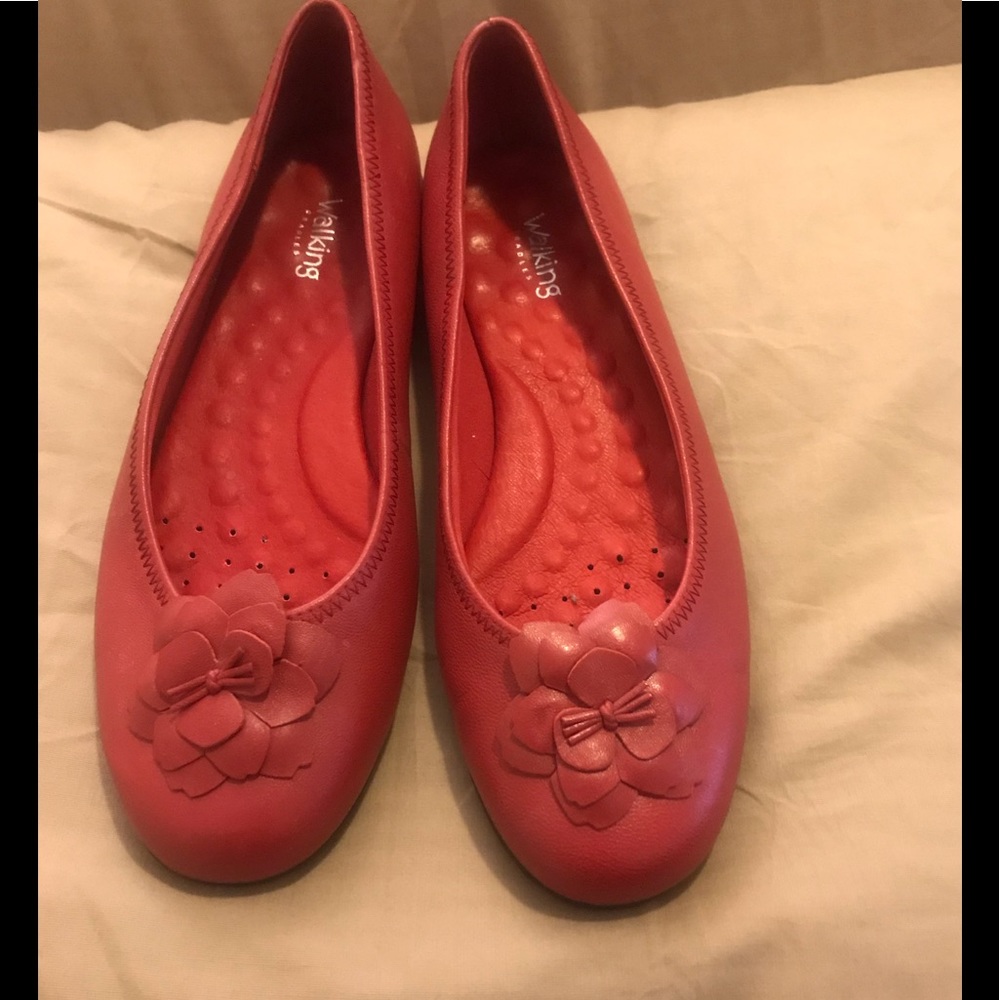 Leather Floral Embellished Flats- size 10